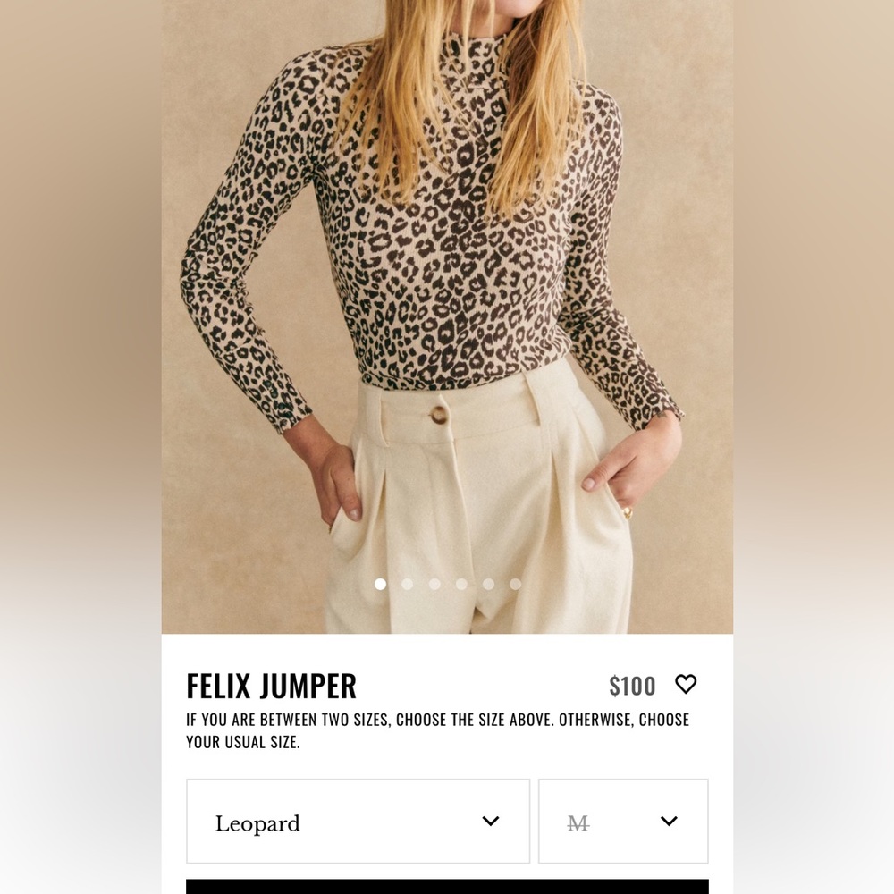 Sezane Felix jumper leopard print size M worn once great condition
